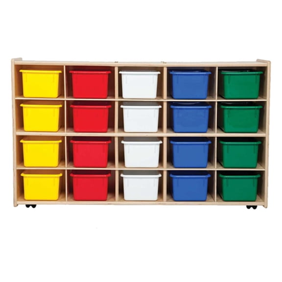 Contender Mobile 20 Tray Storage with Assorted Trays - Assembled with Casters