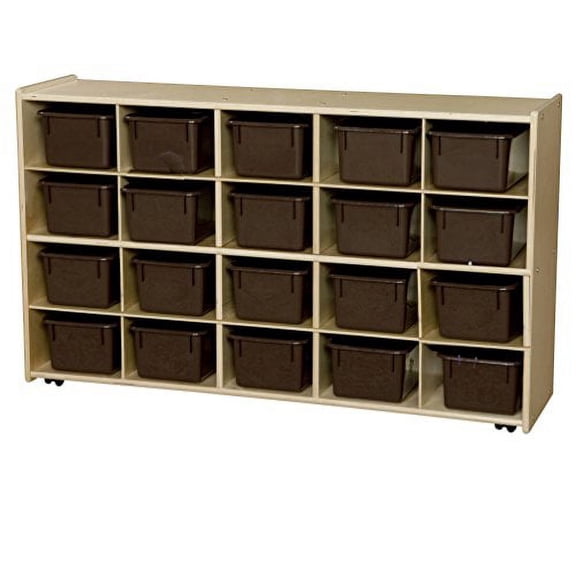 wood designs contender mobile storage 20 compartment cubby with trays