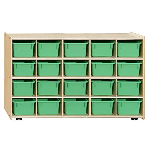 Contender C14509LGF-C5 (COO2Z) Mobile 20 Tray Storage with Lime Green Trays - Assembled with Casters