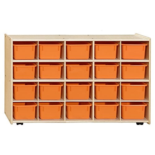Contender C14509ORF-C5 (COO2Z) Mobile 20 Tray Storage with Orange Trays - Assembled with Casters