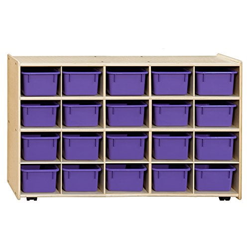 Contender C14509PPF-C5 (COO2Z) Mobile 20 Tray Storage with Purple Trays - Assembled with Casters