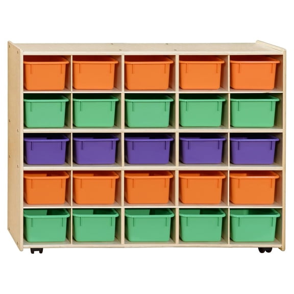 Contender Mobile 25 Tray Storage with Assorted Pastel Trays -Assembled with Casters