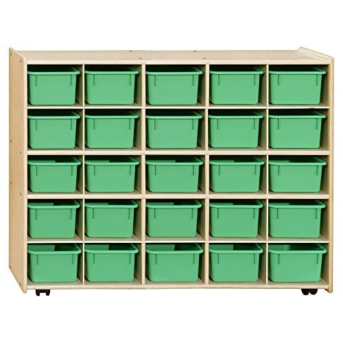 Contender C16009LGF-C5 (COO2Z) Contender Mobile 25 Tray Storage with Lime Green Trays - Assembled with Casters
