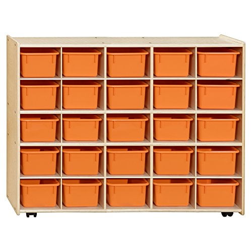 Contender C16009ORF-C5 (COO2Z) Contender Mobile 25 Tray Storage with Orange Trays - Assembled with Casters