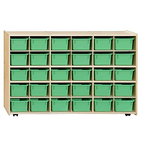 Contender C16039LGF-C5 (COO2Z) Contender Mobile 30 Tray Storage with Lime Green Trays - Assembled with Casters