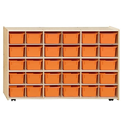 Contender C16039ORF-C5 (COO2Z) Contender Mobile 30 Tray Storage with Orange Trays - Assembled with Casters