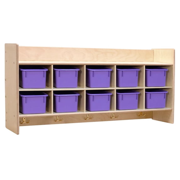 wall hanging storage with 10 brown trays (ready to assemble)