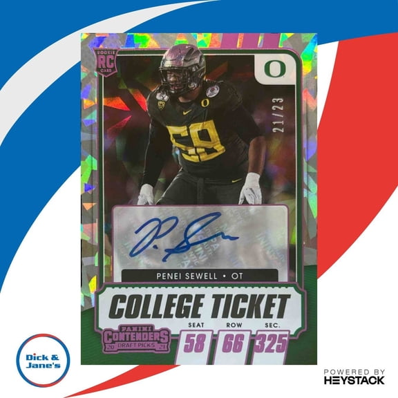 Panini Contenders Draft Picks Cracked Ice Ticket #194 Penei Sewell Auto Oregon Ducks Football Card
