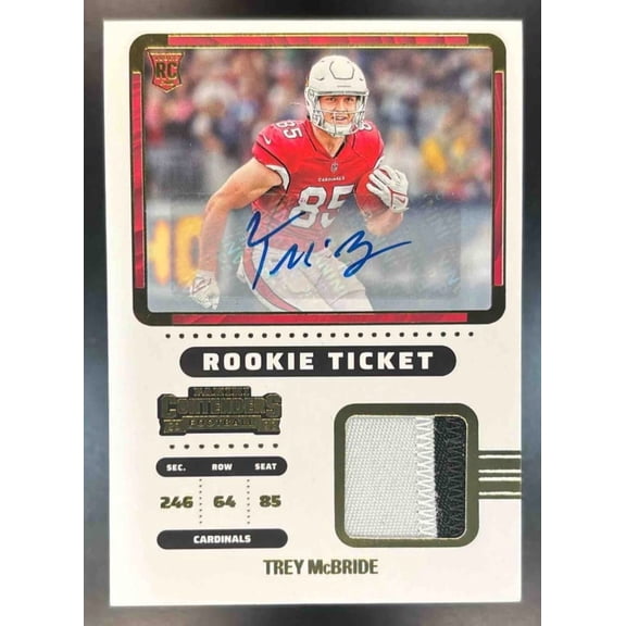 Panini Contenders Trey McBride Arizona Cardinals Rookie Ticket Swatches Autographs Football Card #RTS-TMB