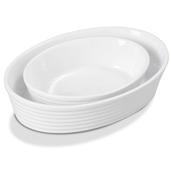 Contenpo 2 Piece Ceramic Baking Dish & Casserole, Heat-Resistant, Anti-Scald, Microwave & Oven Safe