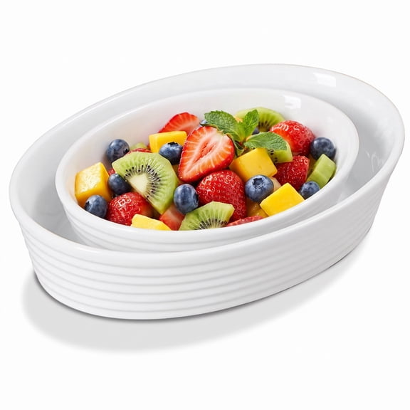 Contenpo 2 Piece Ceramic Baking Dish & Casserole, Heat-Resistant, Anti-Scald, Microwave & Oven Safe