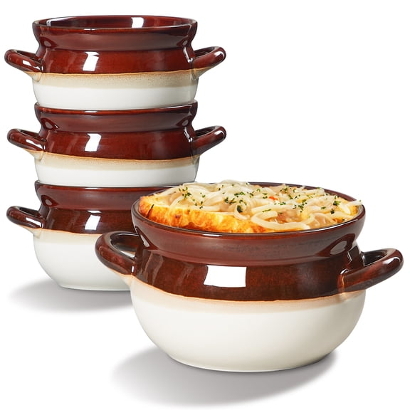 Contenpo 4 Piece French Onion Ceramic, 30 Oz Soup Bowls With Handles, Easy To Clean