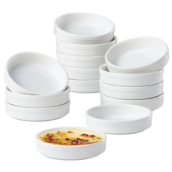 Contenpo 4 oz Shallow Crème Brulee Ramekins, Oven Safe, 14 PCS