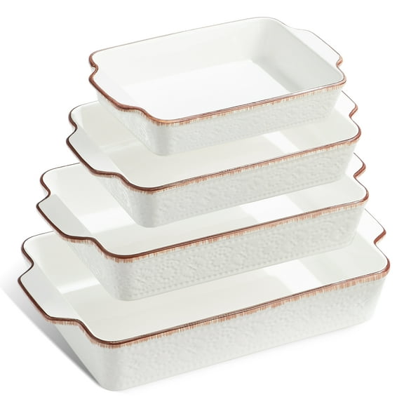 Contenpo Baking Dish Set Of 4, Porcelain Baking Dishes, Perfect For Lasagna, Cake, Dinner, Banquet, And Daily Kitchen Use (15.5"/14"/12"/10.6")