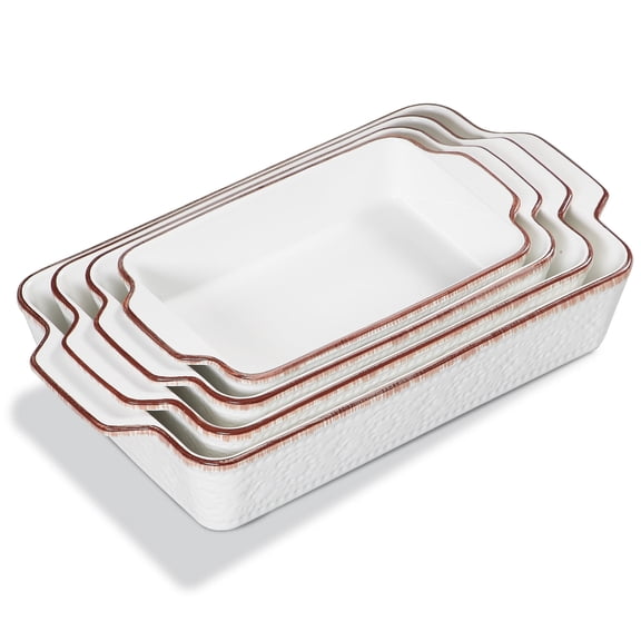 Contenpo Baking Dish Set Of 4, Porcelain Baking Dishes, Perfect For Lasagna, Cake, Dinner, Banquet, And Daily Kitchen Use (15.5"/14"/12"/10.6")