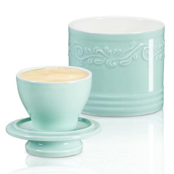 Contenpo Butter Keeper French Ceramic Spreadable Butter Container, Freshly Preserve Spreadable Butter,