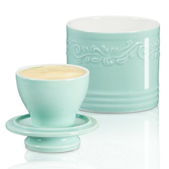 Contenpo Butter Keeper French Ceramic Spreadable Butter Container, Freshly Preserve Spreadable Butter,