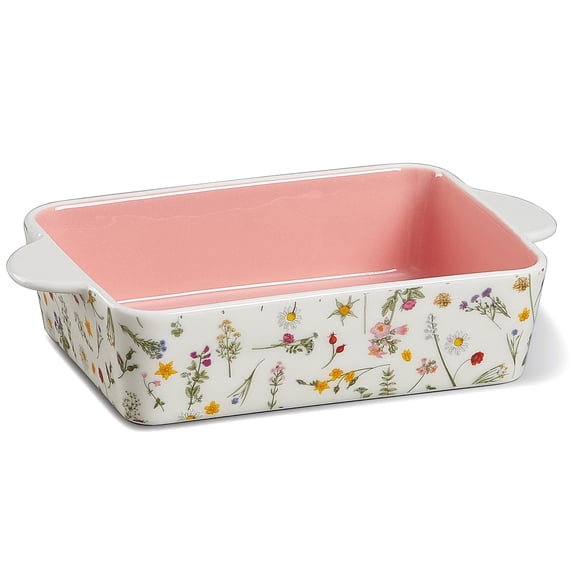 Contenpo Ceramic Baking Dish 9X6 Inch - Oven Safe Brownie Pan & Casserole Dish, Lasagna Pan, Unique Artisan Design Bakeware
