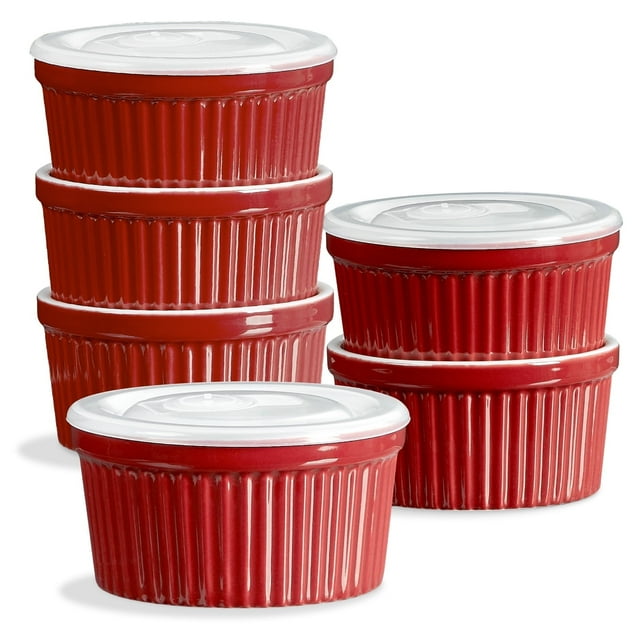 Kids Ramekins Contenpo Ceramic Ramekins Set with Lids, 8 oz Creme Brulee Ramekins ...