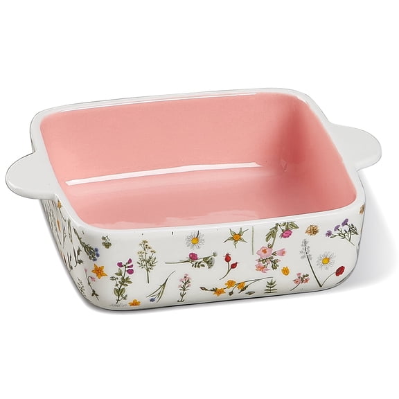 Contenpo Square Ceramic Baking Dish | 8X7 Inch Oven Safe Brownie Pan & Casserole Dish, Lasagna Pan, Unique Artisan Design Bakeware, Microwave Safe