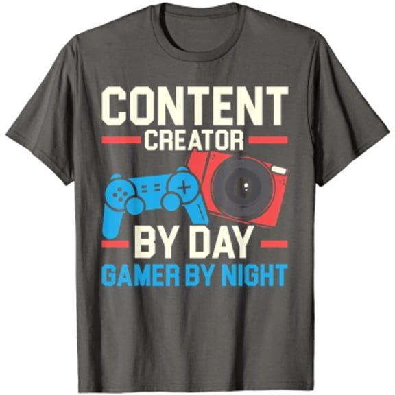 Content Creator By Day Gamer By Night Influencer T-Shirt All Size S-5Xl