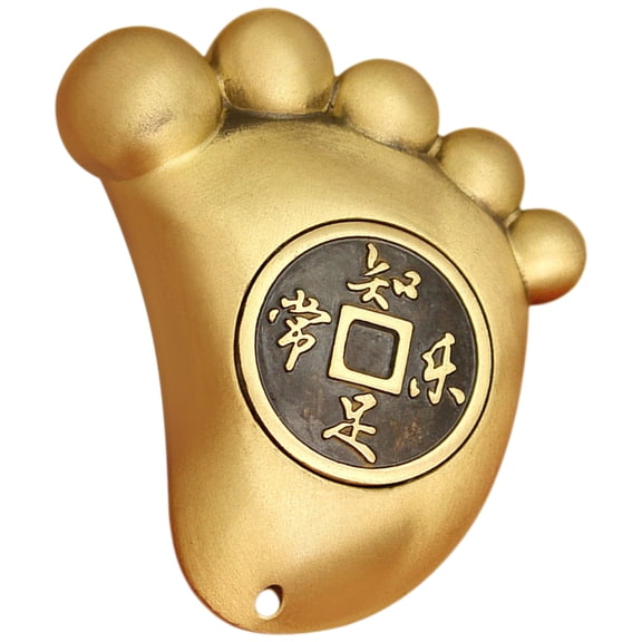 FOLOYORI Copper Foot Statue Decorative Craft in Golden Copper for Home Office Car Decor