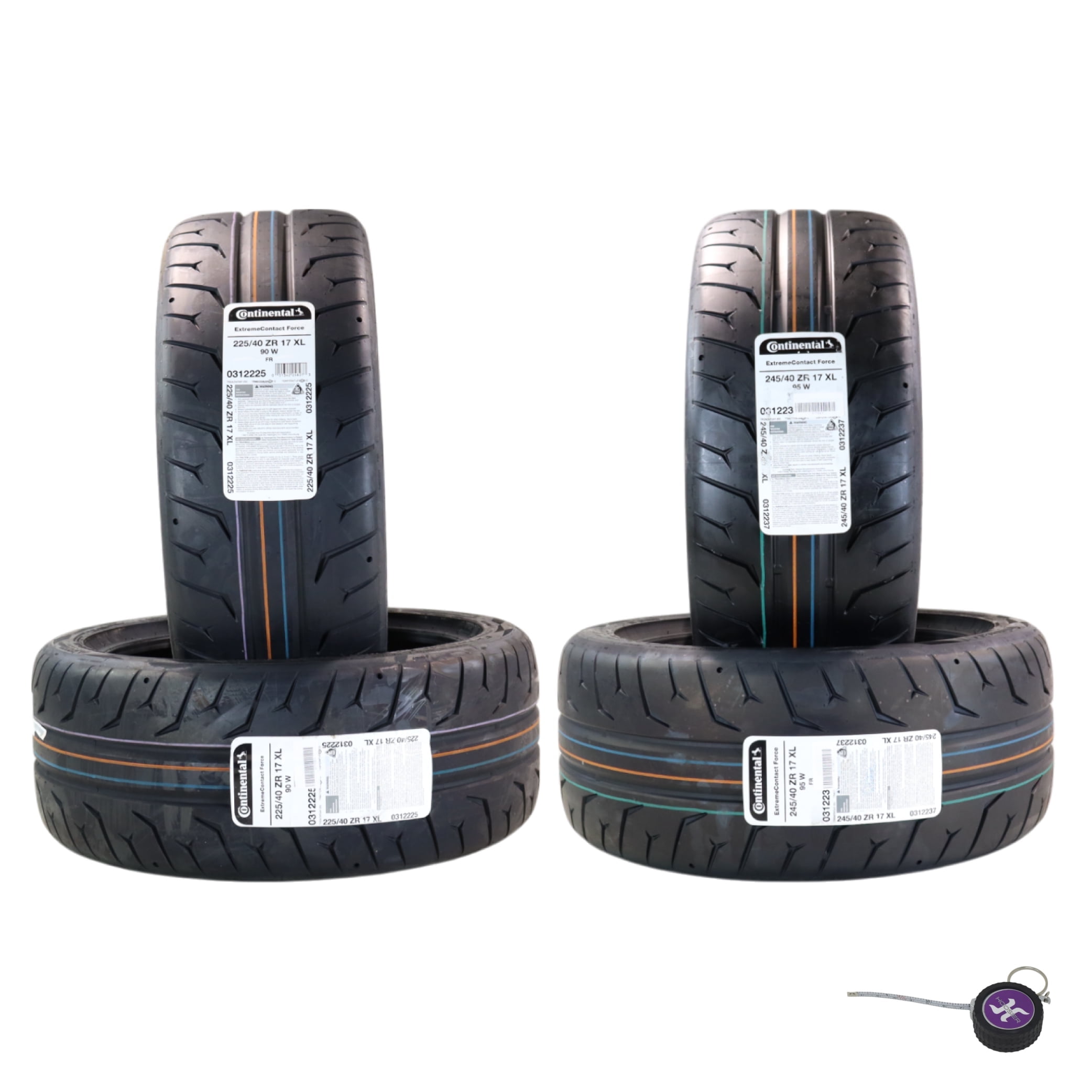 Conti by Hoosier Racing Tires 225/40R17 90W XL CONTACT FORCE and 255/40R17 98W XL CONTACT FORCE - Ultra-High Track Performance Tires with Hoosier Keychain (4 Pack)