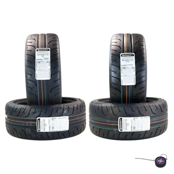 Conti by Hoosier Racing Tires 225/40R17 90W XL CONTACT FORCE and 255/40R17 98W XL CONTACT FORCE - Ultra-High Track Performance Tires with Hoosier Keychain (4 Pack)
