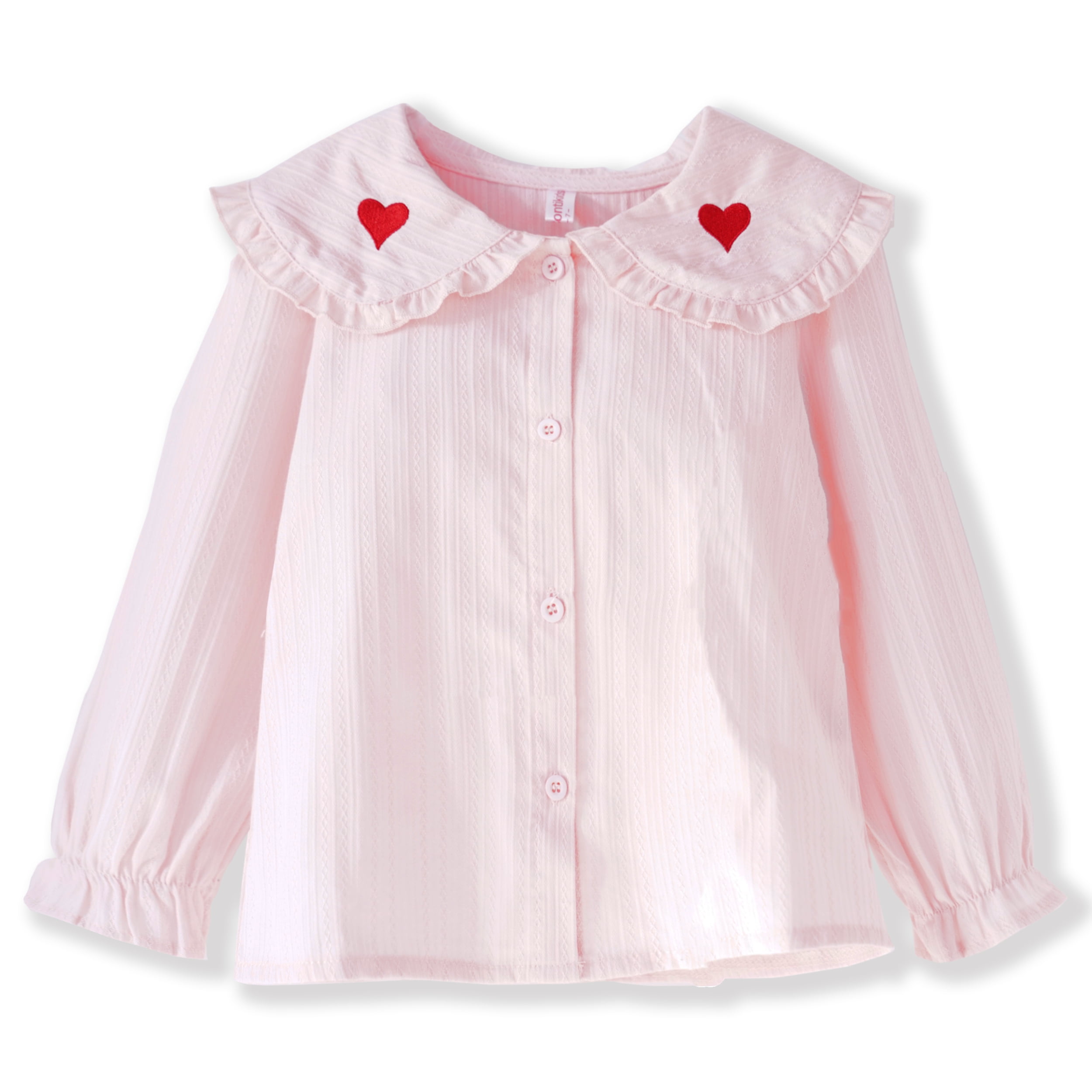 Conti Kids Little Girls Peter Pan Ruffle Collar Bell Long Button