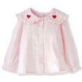 thumbnail image 1 of Conti Kids Little Girls Peter Pan Ruffle Collar Bell Long Button-Down Pink Shirts Blouse 5-6 Years, 1 of 6