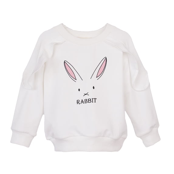 Conti Kids Toddler Girls Ruffle Shoulder Sweatshirts White 6-7 Years
