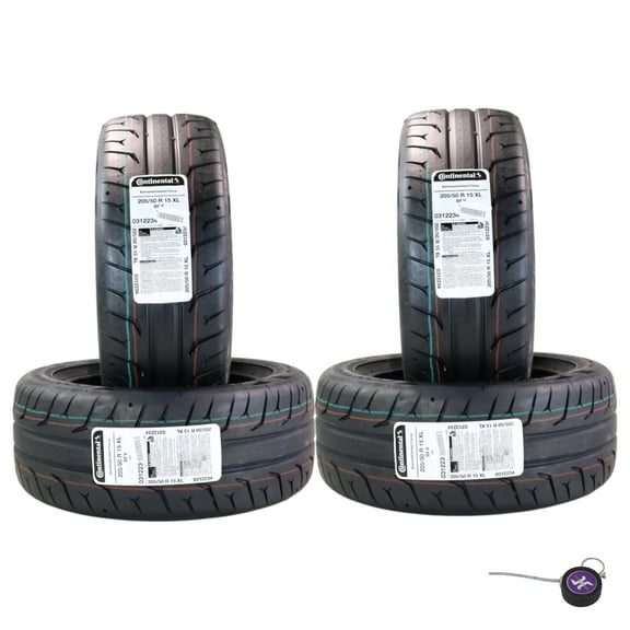 Conti by Hoosier Racing Tire 205/50R15 89V XL CONTACT FORCE - Ultra-High Track Performance Tire with Hoosier Keychain (4 Pack)