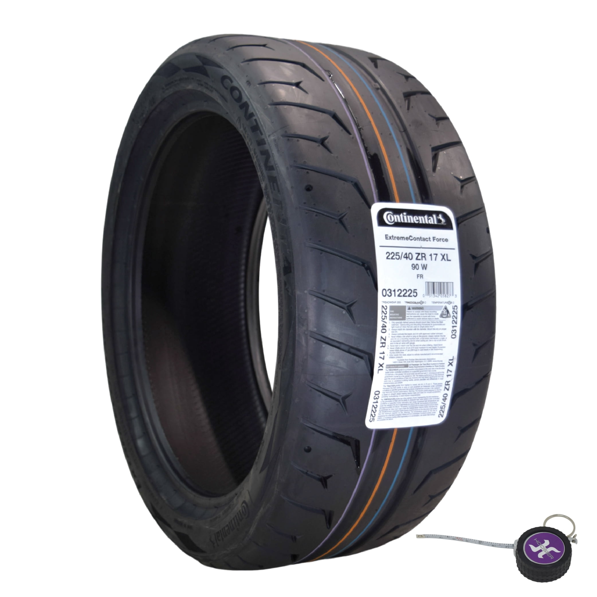 Conti by Hoosier Racing Tire 225/40ZR17 90W XL CONTACT FORCE - Ultra-High Track Performance Tire with Hoosier Keychain (225/40R17)