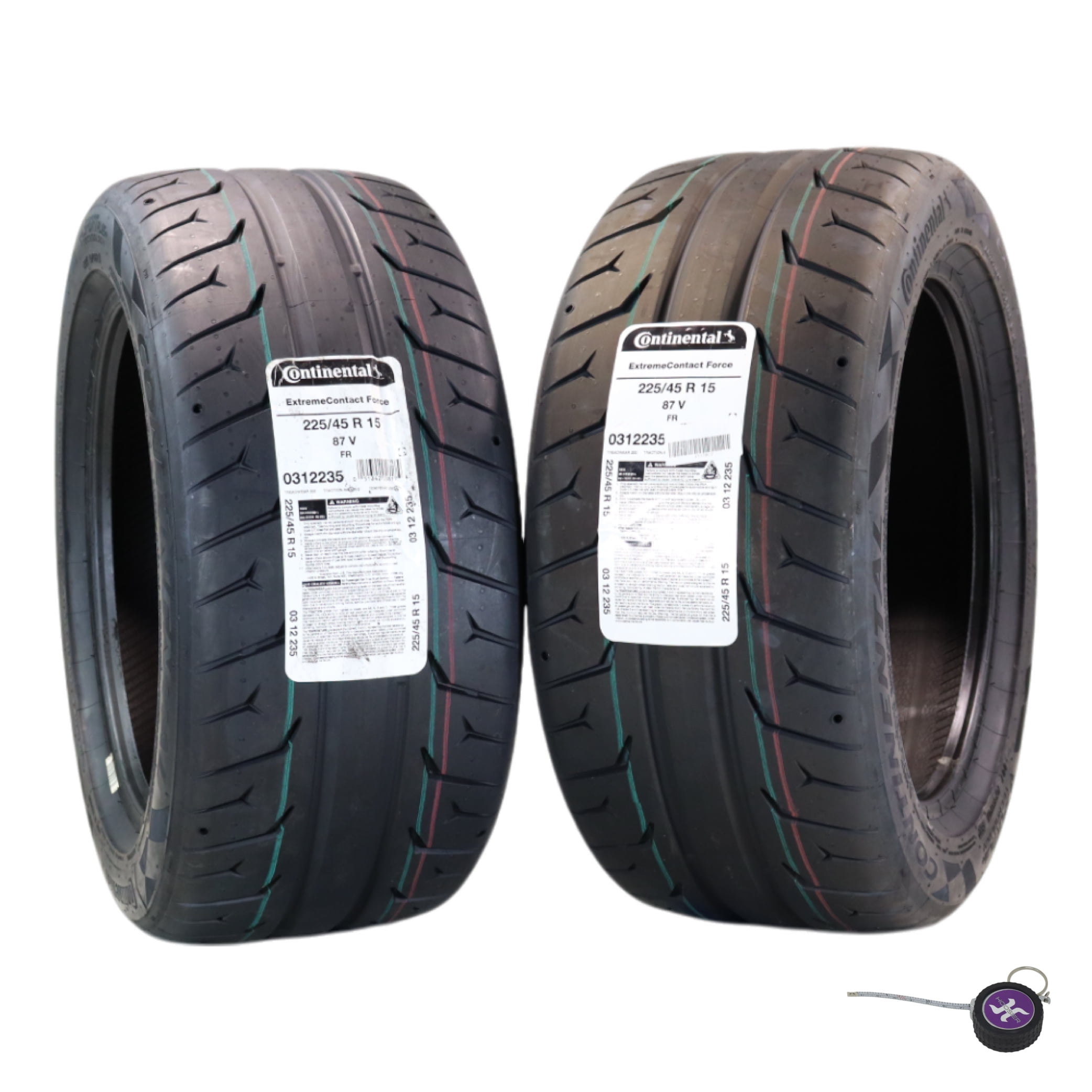 Conti by Hoosier Racing Tire 225/45R15 87V SL CONTACT FORCE - Ultra-High Track Performance Tire with Hoosier Keychain (2 Pack)