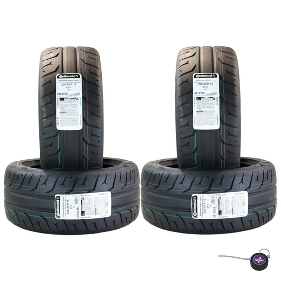 Conti by Hoosier Racing Tire 225/45R15 87V SL CONTACT FORCE - Ultra-High Track Performance Tire with Hoosier Keychain (4 Pack)