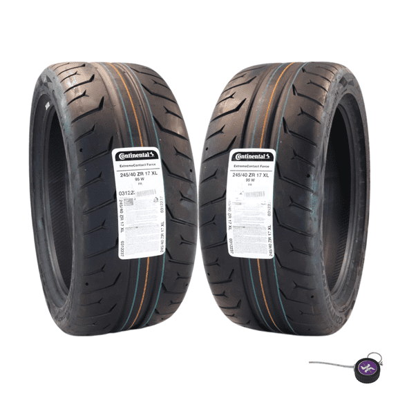 Conti by Hoosier Racing Tire 245/40R17 95W XL CONTACT FORCE - Ultra-High Track Performance Tire with Hoosier Keychain (2 Pack)