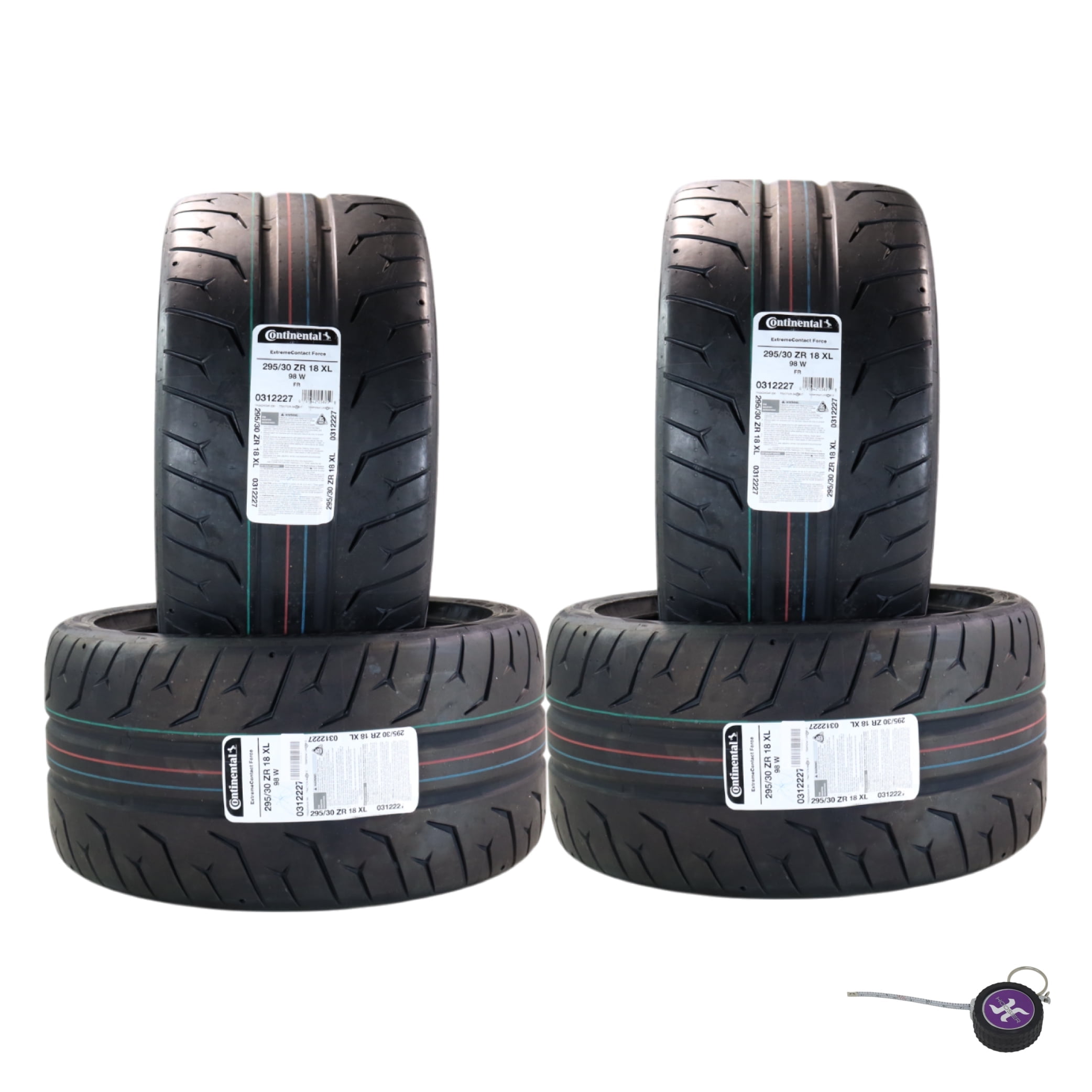 Conti by Hoosier Racing Tire 295/30R18 98W XL CONTACT FORCE - Ultra-High Track Performance Tire with Hoosier Keychain (4 Pack)