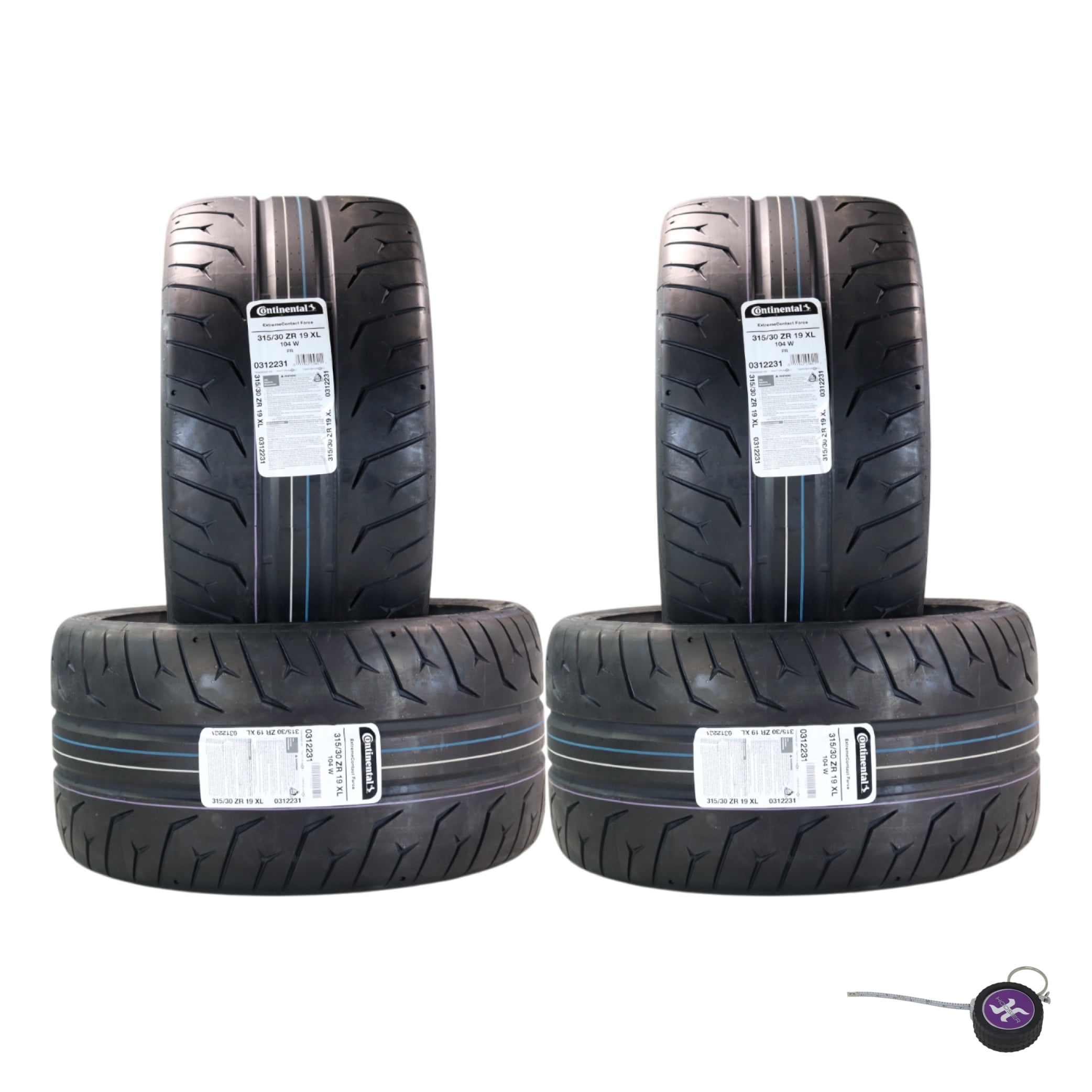 Conti by Hoosier Racing Tire 315/30R19 104W XL CONTACT FORCE - Ultra-High Track Performance Tire with Hoosier Keychain (4 Pack)