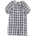 thumbnail image 1 of ContiKids Little Girls Plaid Short Sleeeve Mandarin Collar Dress Summer Button Down Long Blouse Dresses 6-7 Years, 1 of 5