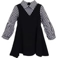 thumbnail image 1 of ContiKids Toddler Girls Plaid Pattern Long Sleeve Shirts Collared School Uniform 2Fer Dress, 2-7 Years, 1 of 3