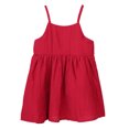 thumbnail image 1 of ContiKids Toddler Girls Summer Sleeveless Cold Shoulder Spagetti Strap Dress Red 3-4 Years, 1 of 5