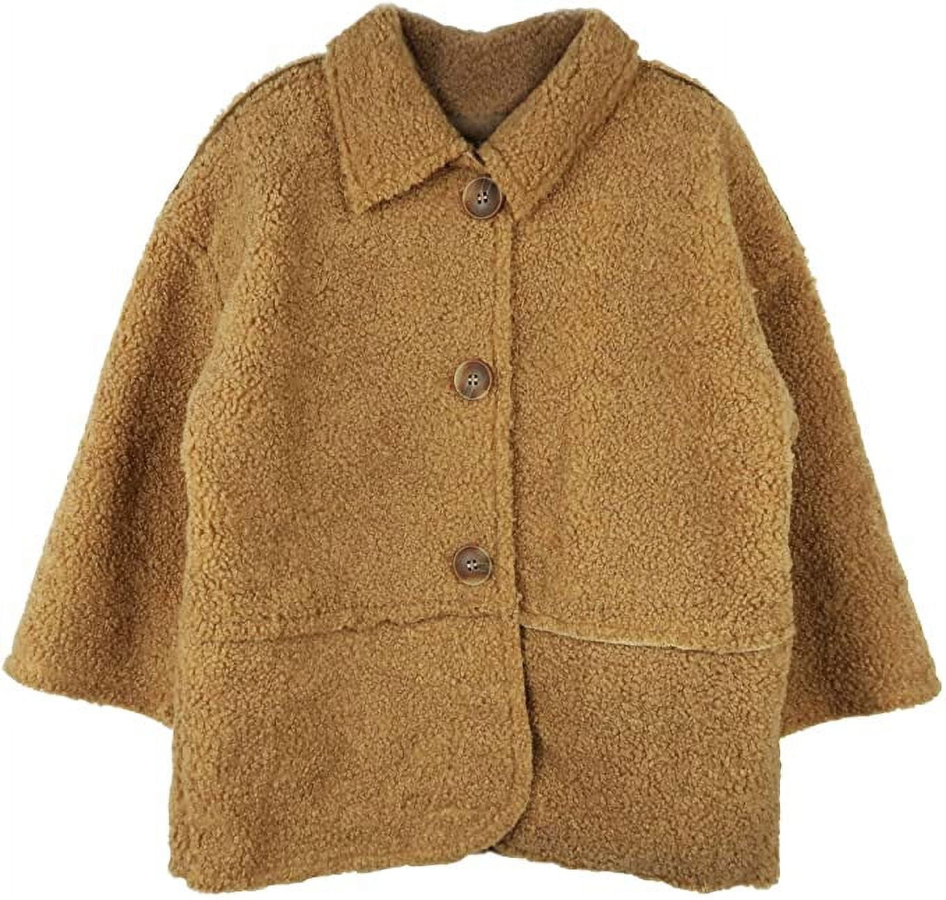ContiKids Toddlers Girls Fluffy Dress Coats Warm Teddy Wool Shearling Winter Mac Coat Brown 5 6 Years
