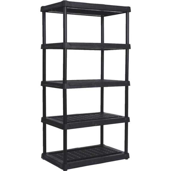 Contico 36 x 24 x 72 Inches 5 Tier Resin Outdoor and Garage Storage Shelf, Black