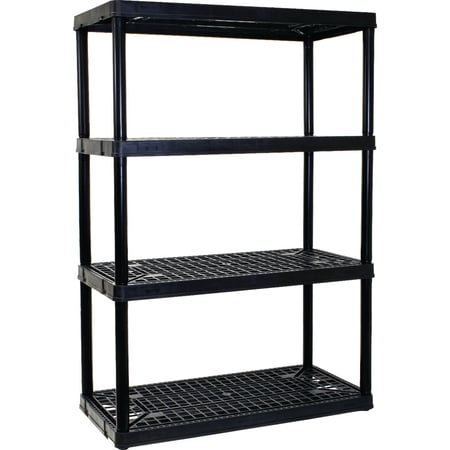Contico 4-Tier Ventilated Plastic Storage Shelf Unit - Black, 4 Shelves