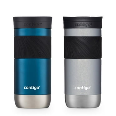 Contigo SNAPSEAL Insulated Stainless Steel Travel Mug with Grip, 16 oz, Blueberry Transparent Satin & Gold Morel, 2-Pack