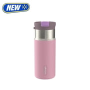 Contigo 16oz DualSip Insulated Stainless Steel Water Bottle with Built-In Straw and Drink Opening, Lunar Petal Pink/Silver