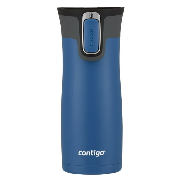 Contigo 16oz Autoseal West Loop Stainless Steel Travel Mug with Easy-Clean Lid, Blue Corn