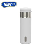 Contigo 20oz DualSip Insulated Stainless Steel Water Bottle with Built-In Straw and Drink Opening, Salt White/Silver