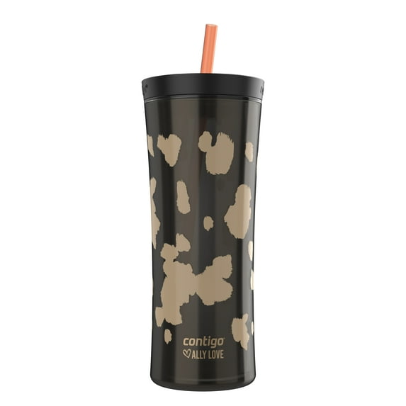 Contigo 20oz Shake & Go Tumbler, Plastic with Straw, Licorice Cowhide Couture