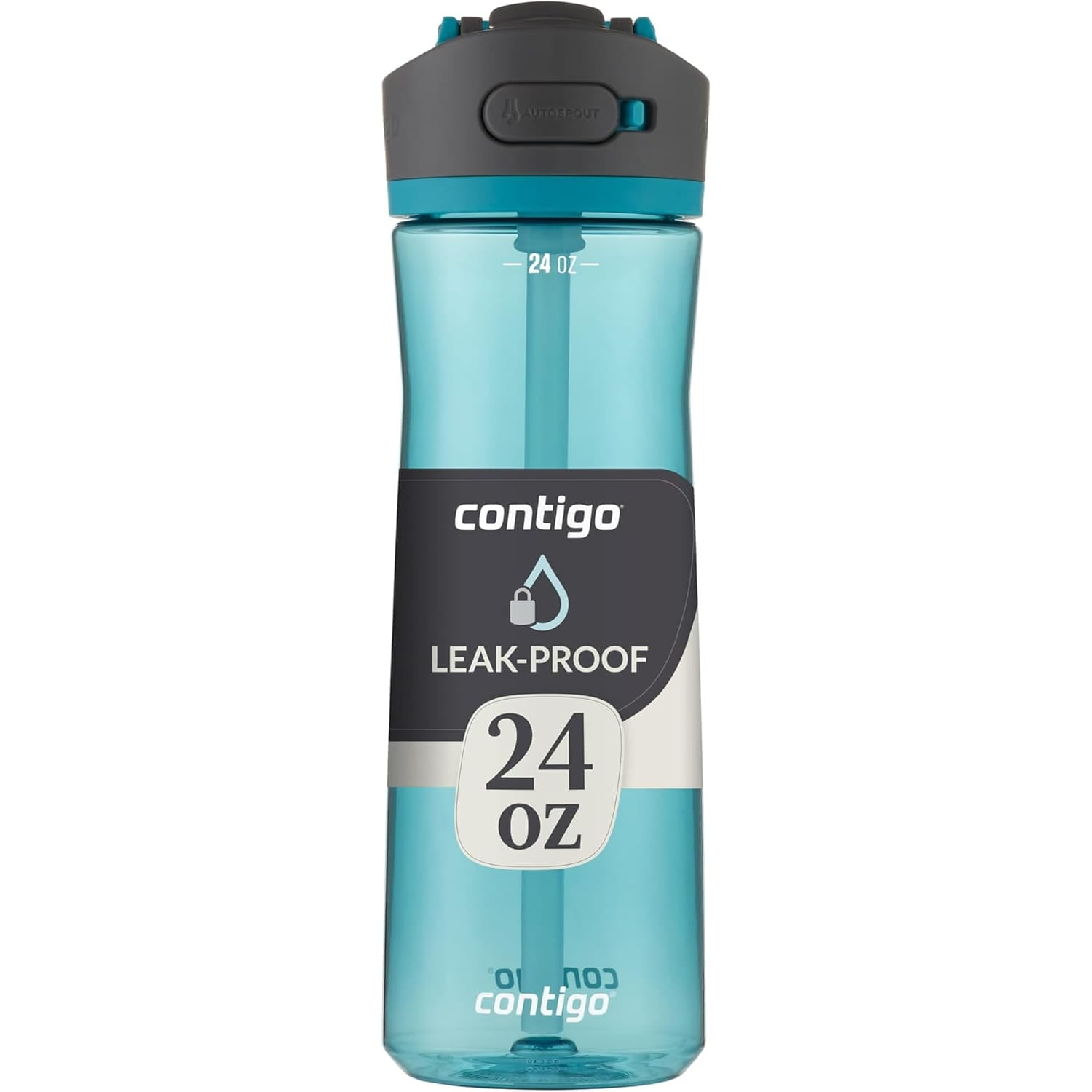 Contigo 2143068 Plastic Water Bottle, Autospout Lid, Teal, 24 oz. -  Quantity 1